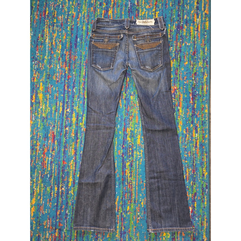 Y2k Taverniti So Jeans Janis 18 Bootcut Dark Wash Distressed Denim Womens 26 - Picture 6 of 9
